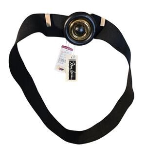 NWT Vintage Nan Lewis  Black/Gold Medallion Belt